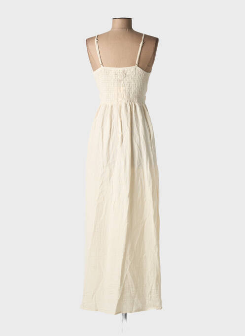 Robe longue manches bretelles ajustables fines bretelles beige ELENA Z femme