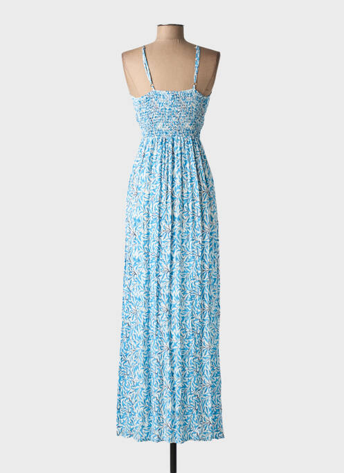 Robe longue manches bretelles ajustables fines bretelles bleu MISS SARA FASHION femme