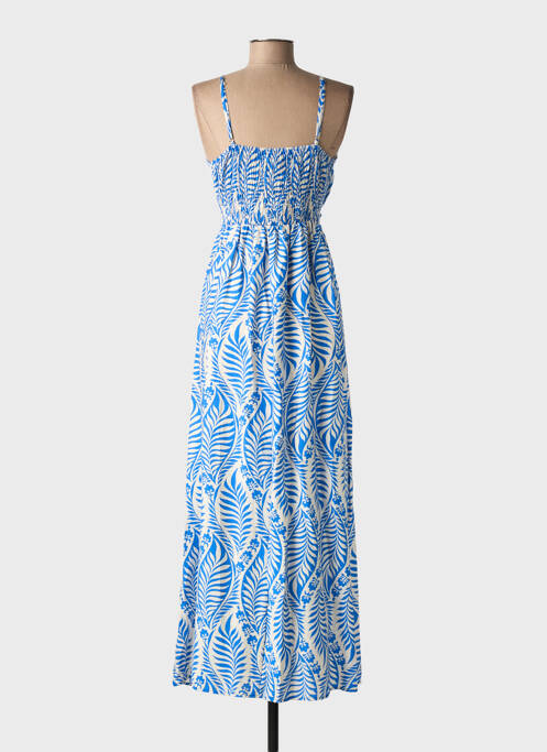 Robe longue manches bretelles ajustables fines bretelles bleu clair ELENA Z femme