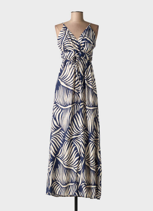 Robe longue manches bretelles ajustables fines bretelles bleu OU FASHION femme