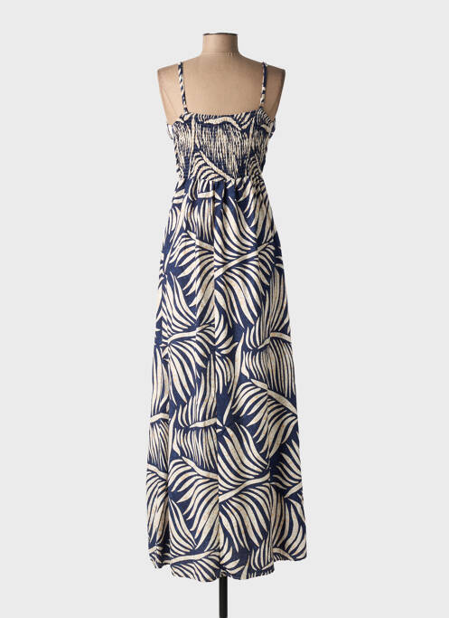 Robe longue manches bretelles ajustables fines bretelles bleu OU FASHION femme