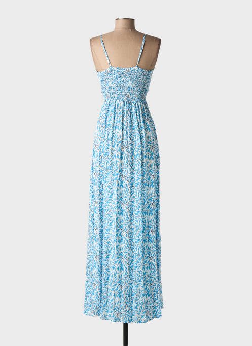 Robe longue manches bretelles ajustables fines bretelles bleu MISS SARA FASHION femme