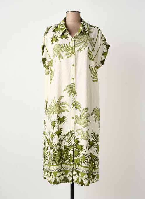Robe mi-longue coupe fluide manches courtes vert ROSA FASHION femme