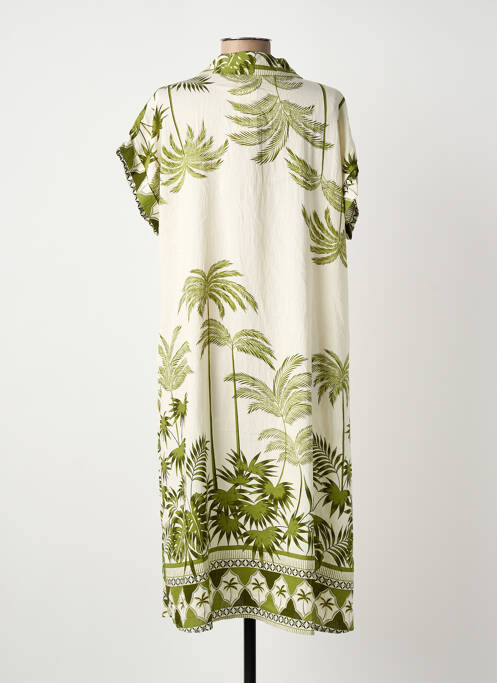 Robe mi-longue coupe fluide manches courtes vert ROSA FASHION femme