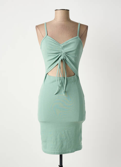 Robe mi-longue col v fines bretelles vert E.DIVA femme