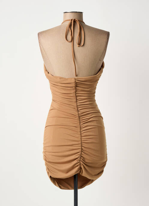 Robe courte col v fines bretelles beige SANDY femme