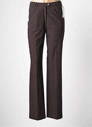 Pantalon droit tissage crêpe taille haute marron FRANK WALDER femme