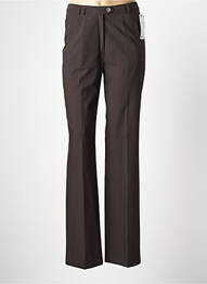 Pantalon droit tissage crêpe taille haute marron FRANK WALDER femme