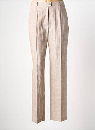 Pantalon droit taille à pinces taille haute beige NONET femme