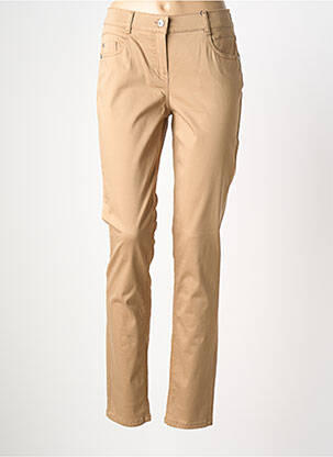 Pantalon slim tissage popeline taille normale beige GARDEUR femme