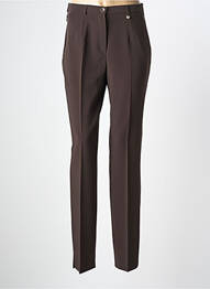 Pantalon slim poches taille haute marron BRUNO SAINT HILAIRE femme