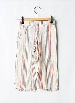 Pantalon droit tissage popeline taille élastique beige LEVV LABEL fille