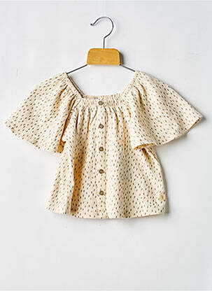 Top coupe évasée manches courtes beige LEVV LABEL fille