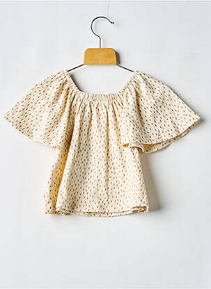 Top coupe évasée manches courtes beige LEVV LABEL fille