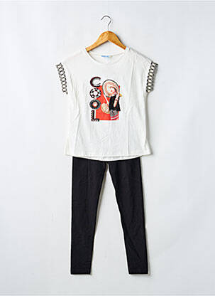 Ensemble pantalon type de haut t-shirt blanc MAYORAL fille