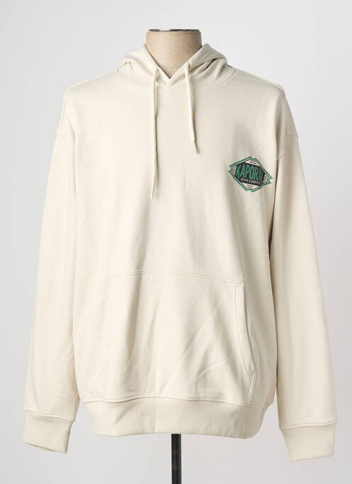 Sweat-shirt à capuche poches manches longues beige KAPORAL homme