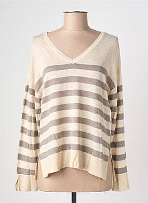 Pull tissage chiné manches longues beige ONLY femme