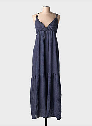 Robe longue manches bretelles ajustables fines bretelles bleu GRACE & MILA femme