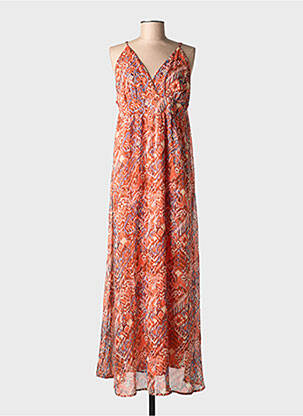 Robe longue imprimé fantaisie fines bretelles orange ONLY femme