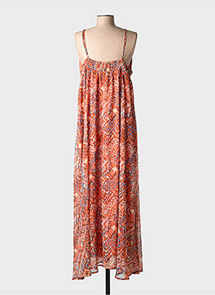 Robe longue imprimé fantaisie fines bretelles orange ONLY femme