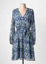 Robe mi-longue coupe fluide manches longues bleu ONLY femme
