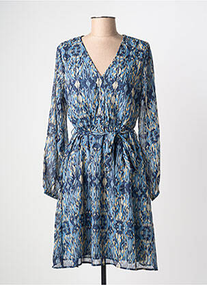 Robe mi-longue imprimé fantaisie manches longues bleu ONLY femme