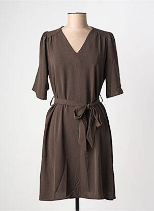 Robe courte manches courtes manches courtes marron GRACE & MILA femme