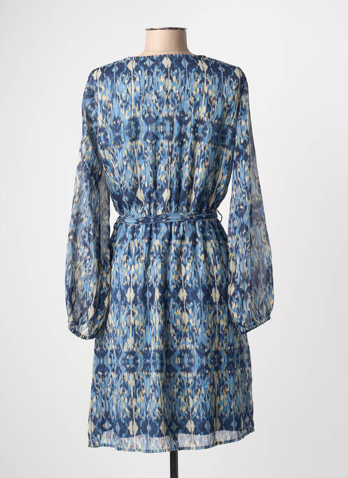 Robe mi-longue coupe fluide manches longues bleu ONLY femme
