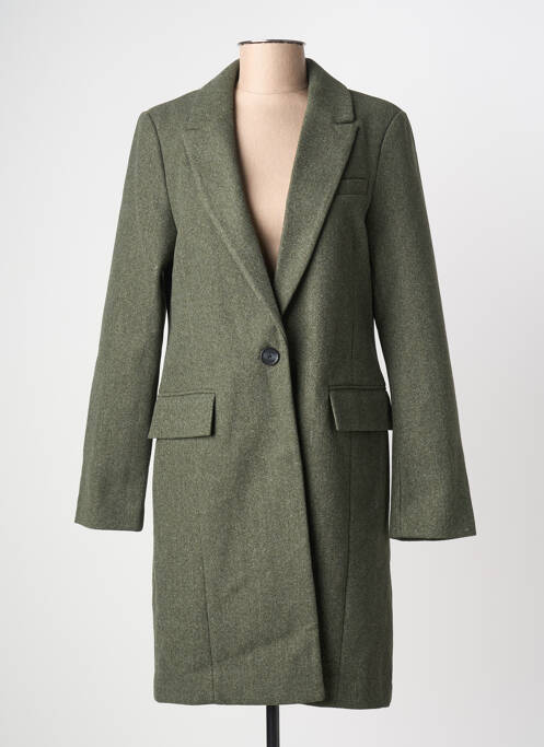 Manteau long coupe cintrée sans capuche vert ONLY femme