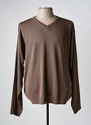 Pull col v manches longues marron SQUADRA TEAM femme