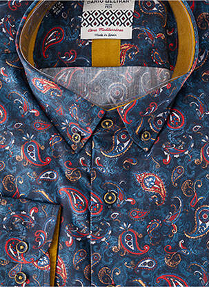 Chemise manches longues imprimé fantaisie bleu DARIO BELTRAN homme