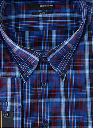Chemise manches longues coupe droite bleu SEIDEN STICKER homme