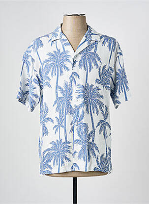 Chemise manches courtes col tailleur bleu KAPORAL homme