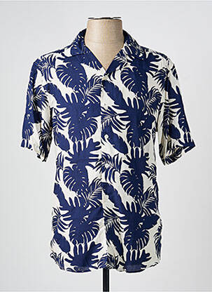 Chemise manches courtes col tailleur bleu ONLY & SONS homme