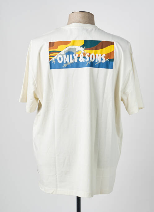 T-shirt stretch manches courtes beige ONLY & SONS homme