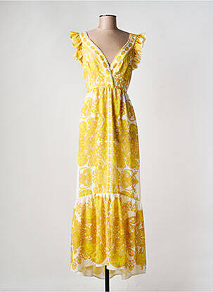Robe longue manches courtes manches courtes jaune BSB femme