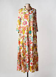 Robe longue imprimé fleurs manches 3/4 vert BAGATELLE FRANCE femme