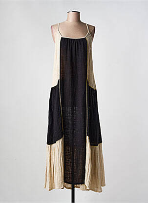 Robe longue coupe évasée fines bretelles beige BSB femme