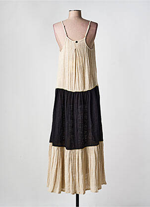 Robe longue coupe évasée fines bretelles beige BSB femme