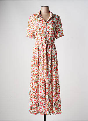 Robe longue manches courtes manches courtes beige MARINA V femme