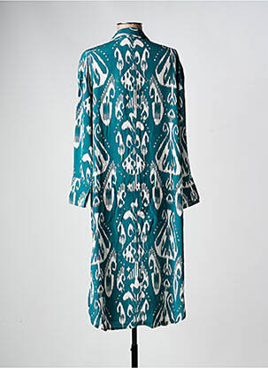 Robe mi-longue coupe fluide manches longues vert STORIATIPIC femme