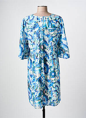 Robe courte manches 3/4 manches 3/4 bleu GARCIA femme