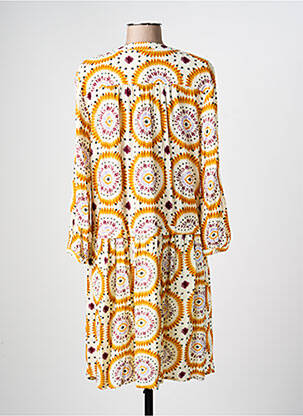 Robe mi-longue manches longues manches longues jaune STORIATIPIC femme