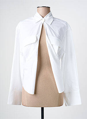 Chemisier tissage popeline manches longues blanc BSB femme