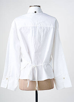 Chemisier tissage popeline manches longues blanc BSB femme