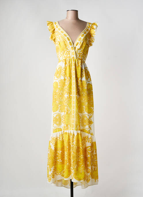 Robe longue manches courtes manches courtes jaune BSB femme