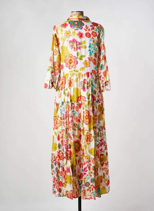 Robe longue imprimé fleurs manches 3/4 vert BAGATELLE FRANCE femme