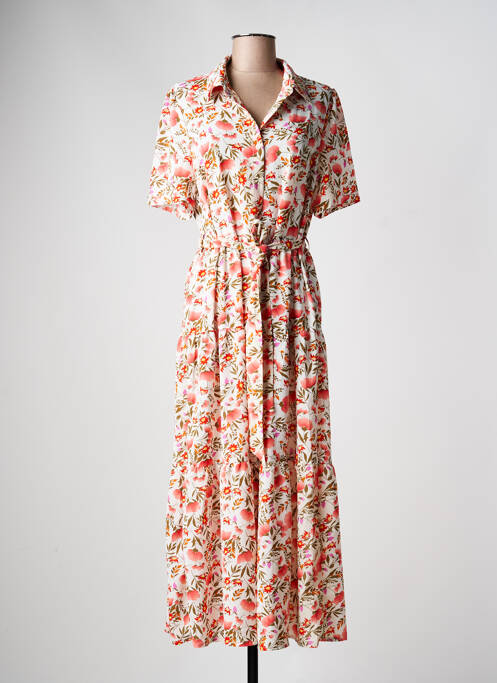 Robe longue manches courtes manches courtes beige MARINA V femme
