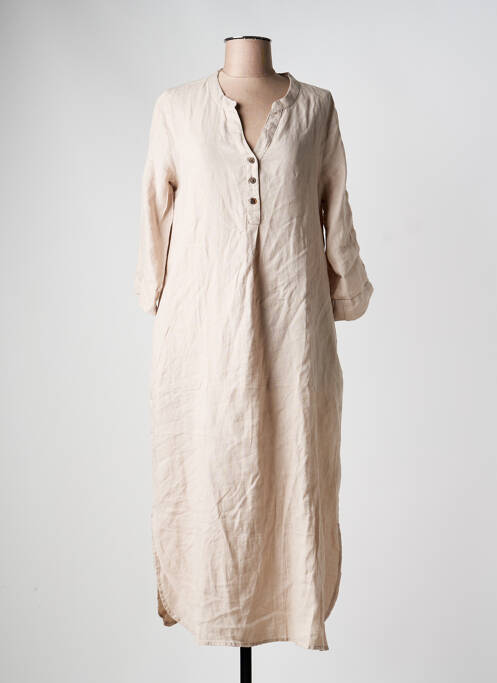 Robe mi-longue manches 3/4 manches 3/4 marron CREAM femme