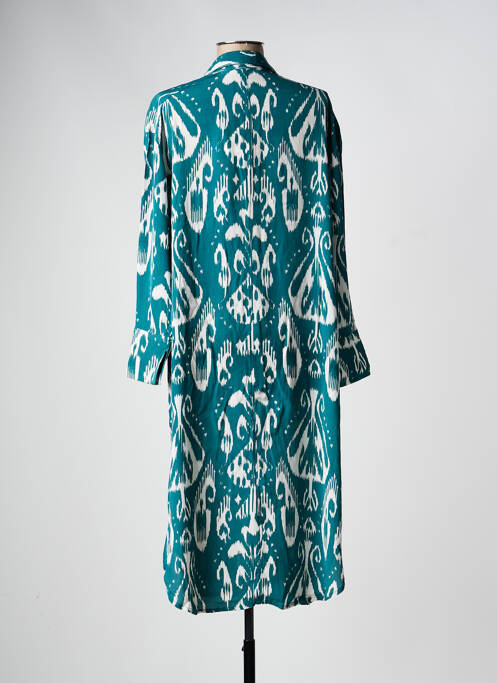 Robe mi-longue coupe fluide manches longues vert STORIATIPIC femme